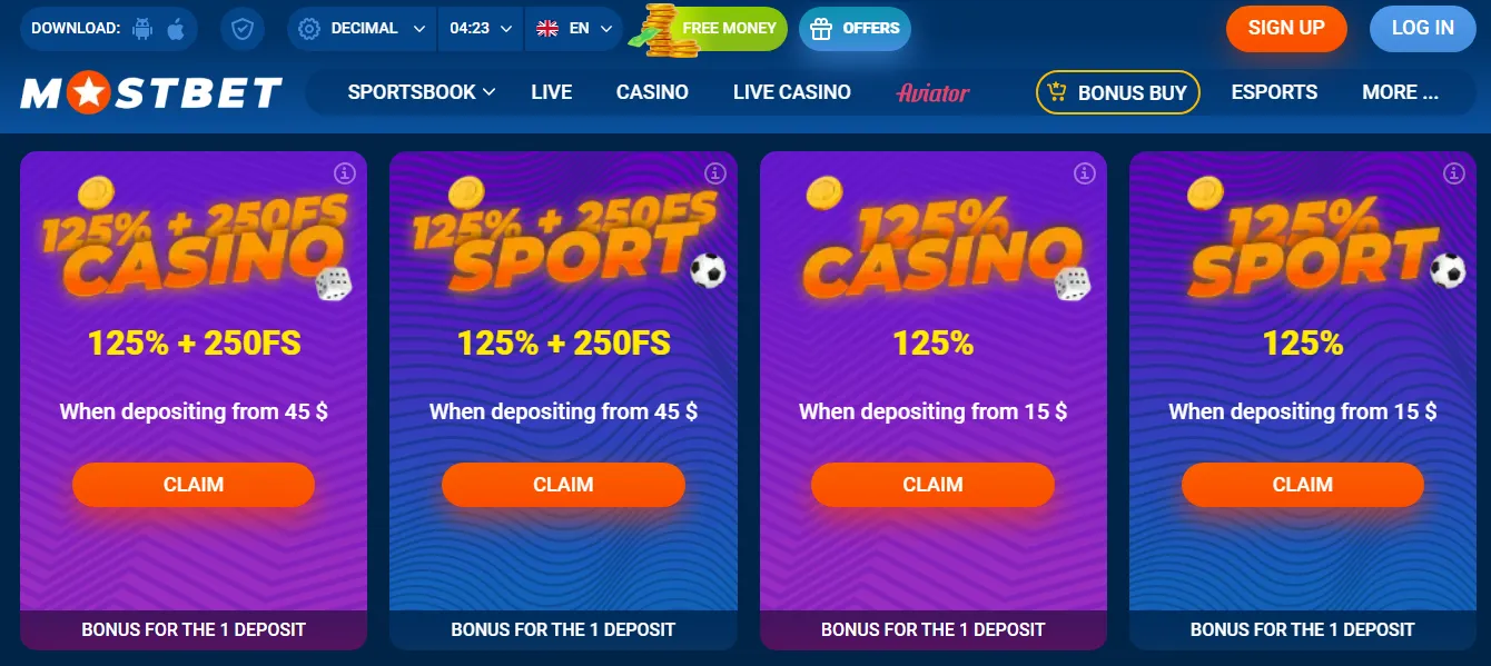 mostbet bonuses